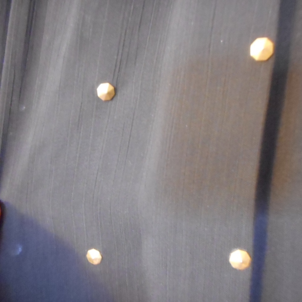 AGB Sz M Sheer Black Gold accents Blouse - Picture 3 of 8